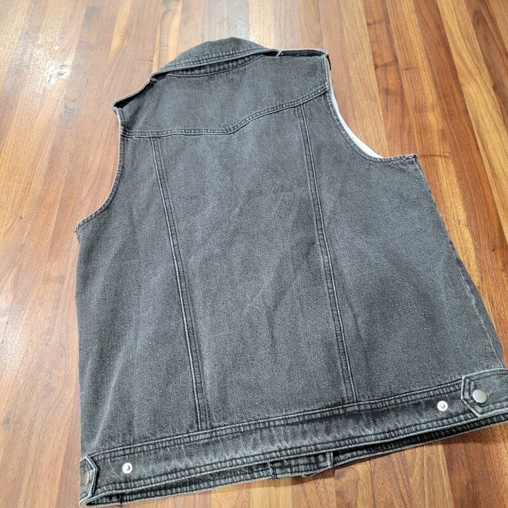 POL Moto Denim Faded Black Gray Denim Offset Zippered Front. Size Small - Picture 3 of 9